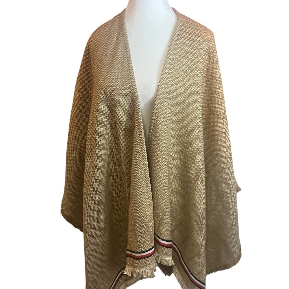 Tommy Hilfiger logo cape camel colour poncho